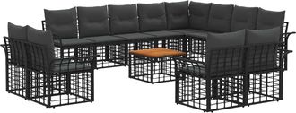 vidaXL Conjunto De Sof&aacute;s De Exterior 13 Uds. Negro Y Gris Oscuro Vidaxl