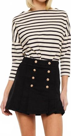 Kancan Irene High Rise Pleated Mini Skort In Black