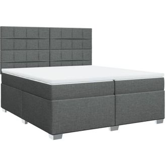 vidaXL Cama Box Spring Con Colch&oacute;n Tela Gris Oscuro 200x200 Cm Vidaxl