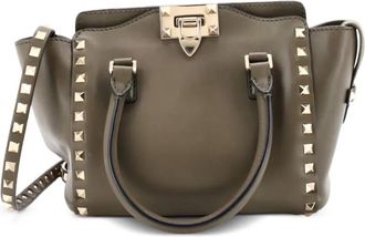 Valentino Garavani Borsa tote Rockstud - Marrone