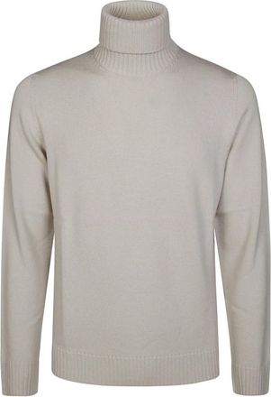 Drumohr Merino Wol Coltrui Trui - Heren - Coltruien - Beige - M - Wol - Truien & Vesten