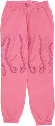 Octopus Roze Fleece Trainingsbroeken met Tentakel Print - Heren - Sweatpants - Roze - L - Katoen - Broeken