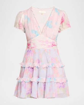 LoveShackFancy Spirea Chiffon Mini Dress