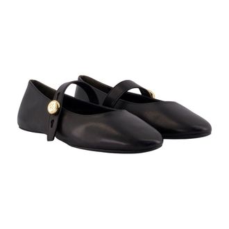 Tory Burch Womens Romy Mary Jane Flat Black Lambskin