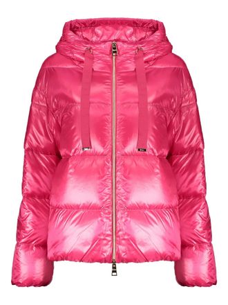 Herno logo-patch padded jacket - women - Goose Down/Goose Feather/Polyamide - 52 - Pink
