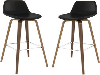 Simpli Home Set Of 2 Randolph Mid Century Modern 28In Bentwood Counter/ Bar Height Stools