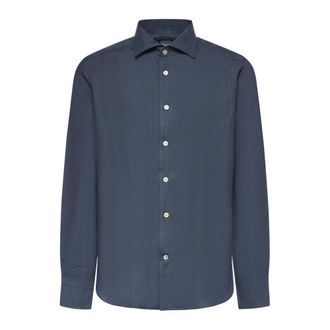 Eleventy Casual Shirts, male, Blue, Size: 2XL Casual Shirt