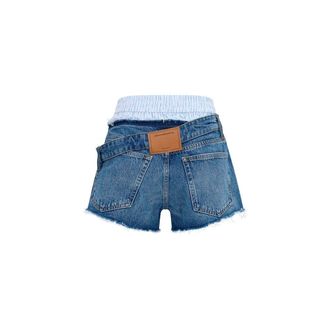 Alexander Wang Layered Boxer Cotton Denim Bermuda Shorts - Blue