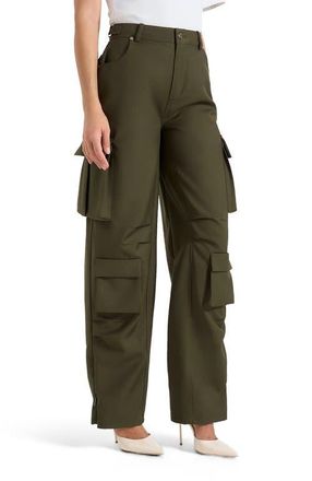Mani&egrave;re De Voir Emilie Tailored High Rise Cargo Trousers in Olive at Nordstrom, Size 12