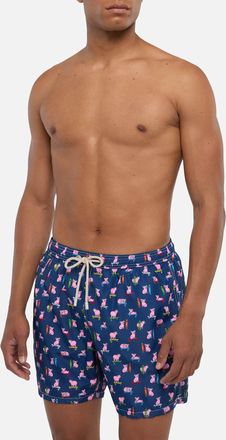 MC2 Saint Barth Man Light Fabric Swim Shorts With Skater Pigs Print