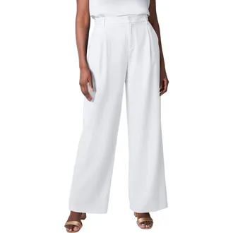 Jessica London Bi-Stretch Wide Leg Pant in White at Nordstrom, Size 28