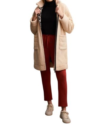 Tribal Light Sherpa Coat In Moonstone