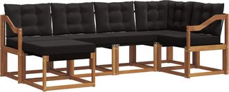 vidaXL Conjunto De Sof&aacute;s De Exterior 6 Uds. Natural Y Negro Vidaxl