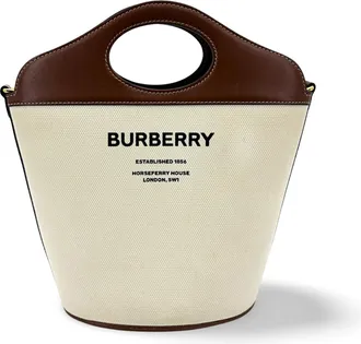 Burberry Pocket Bucket Canvas With Leather Black Canvas Handbag (Pre-Owned)