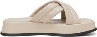 Marc O'Polo Beige Clara Padded Crisscross Strap Leather Sandals