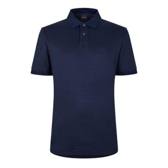 HUGO BOSS Herenpolo met korte mouwen van interlock (Donkerblauw)
