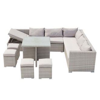 Concept Usine Sal&oacute;n de jard&iacute;n encastrable resina trenzada 10 plazas gris/gris