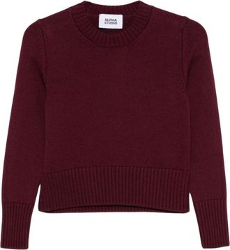 Alpha Studio Wool Crew Neck Sweater - Dames - Ronde hals truien - Rood - M - Wol - Truien & Vesten