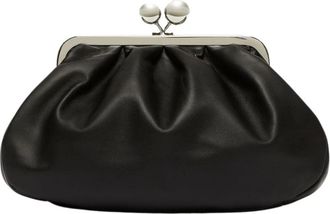 Max Mara Nappa Clutch met Afneembare Riem - Dames - Clutches - Zwart - ONE Size - Leer - Tassen