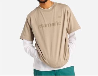 New Balance Numeric Relaxed Athletic Logo T Shirt In Arid Stone