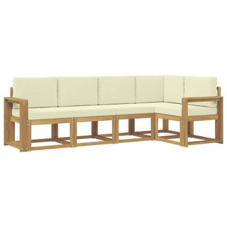 vidaXL Conjunto De Sof&aacute;s De Exterior Con Coj&iacute;n 5 Pcs Blanco Y Crema Vidaxl