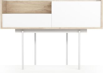 HERDASA Consola De Entrada Fabricada En Melamina Con Patas Met&aacute;licas, Modelo Diplomat (673) De Herdasa. Roble-blanco
