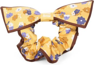 Miu Miu Floral-print Bow-detail Scrunchie