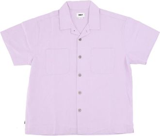 Obey Orchid Petal Geweven Shirt Korte Mouw - Heren - Korte mouwen Overhemden - Paars - S - Katoen - Overhemden