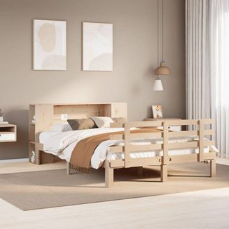 vidaXL Cama Con Estanter&iacute;a Sin Colch&oacute;n Madera Maciza De Pino 140x190cm Vidaxl