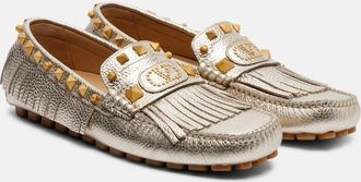 Valentino Garavani Mocassini Plaster Caster in pelle metallizzata