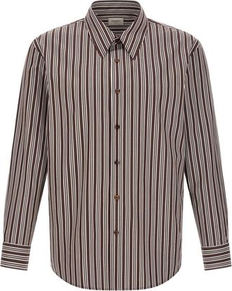 Saint Laurent Gestreepte Katoenen Popeline Overhemd - Heren - Casual Overhemden - Veelkleurig - L - Katoen - Overhemden
