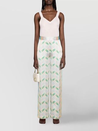 Casablanca silk high-rise printed straight-leg trousers