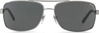 Burberry Sunglasses logo rectangle-frame sunglasses - men - Metal - 63 - Silver