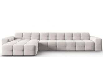 BLOOMINGLOFT 5-Sitzer Design Ecksofa Kendal Bezug: Hellgrau