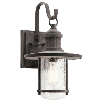 Loops Outdoor IP44 1 Bulb Wall Light Lantern Weathered Zinc LED E27 100W d01773