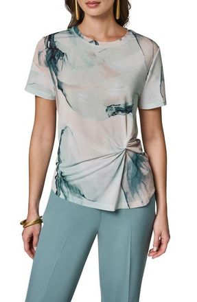 DKNY Abstract Print Side Twist Knit Top in Skylight Multi at Nordstrom, Size X-Small