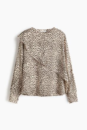 H&M Cape-detail Blouse in Cream/cheetah Print at Nordstrom, Size X-Small