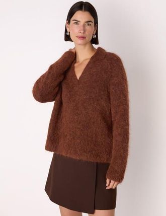 Whistles Alpaca Collar Neck Knit Sweater in Rust at Nordstrom, Size X-Small