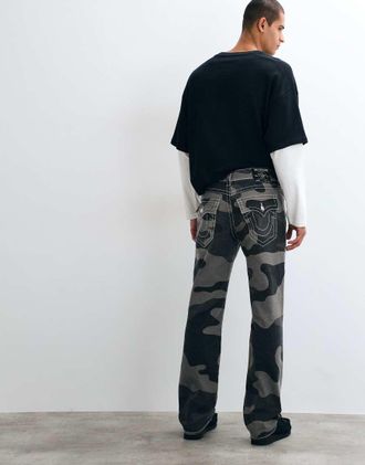 True Religion Ricky - Jeans ampi in twill nero mimetico con patta
