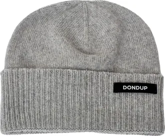 Dondup Accessoires, Heren, Grijs, ONE Size, Ribbed Cuffed Beanie