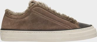 Brunello Cucinelli Monili Detail Shearling-Lined Slip-On Sneakers