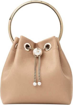 Jimmy Choo London Beige Bon Bon Mini Bucket Bag