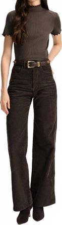 Veronica Beard Taylor High Rise Wide Leg Corduroy Pants In Dark Umber