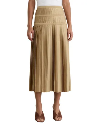 Reiss Eva Satin Pleated Midi Skirt