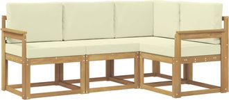 vidaXL Conjunto De Sof&aacute;s De Exterior 4 Uds. Blanco Y Crema Vidaxl