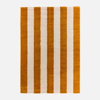 Sweeek Alfombra Interior Con Rayas Ocre Y Blanco