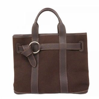Herm&egrave;s Brown Canvas Tote Bag (Pre-Owned)