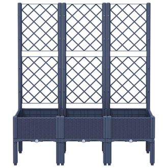 Berkfield Home Garden Planter with Trellis Blue Grey 120x40x142 cm PP | Size: 120 x 40 x 142 cm