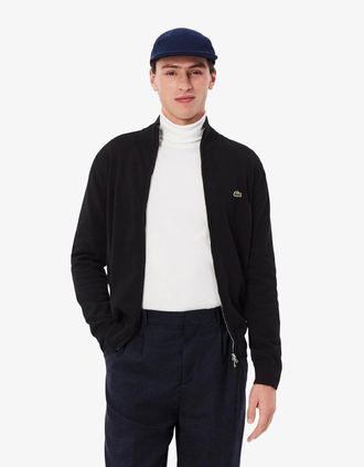 Lacoste Mens Lacoste High Neck Zipped Cotton Mens Sweater - Black 031 - Size: 40