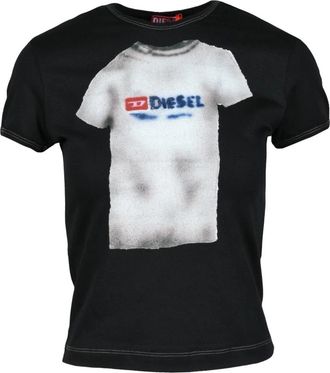 Diesel Tshirt - Dames - T-shirts - Zwart - S - Katoen - Tops